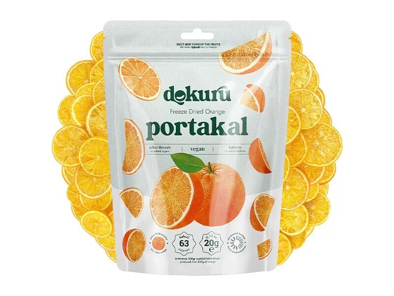 Dokuru Freeze-Dried Orange Chips 20g - 100% Natural, No Added Sugar, Made in Turkey