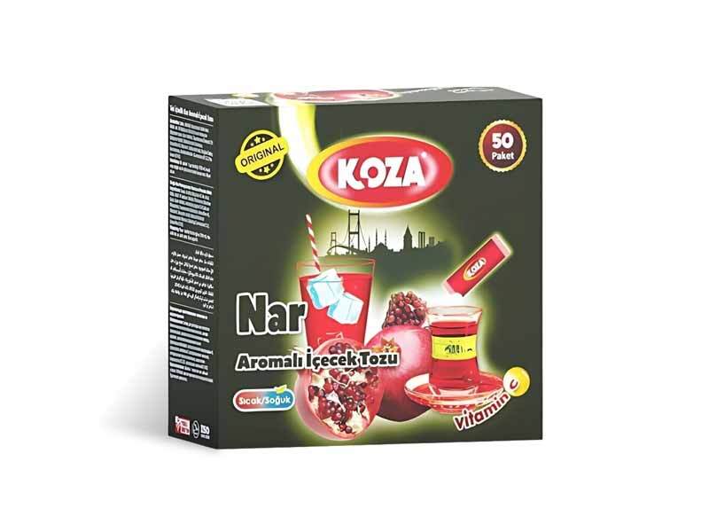 KOZA Pomegranate Instant Drink Powder Sticks (50 Sachets) Turkish-Style Hot or Cold Beverage Mix