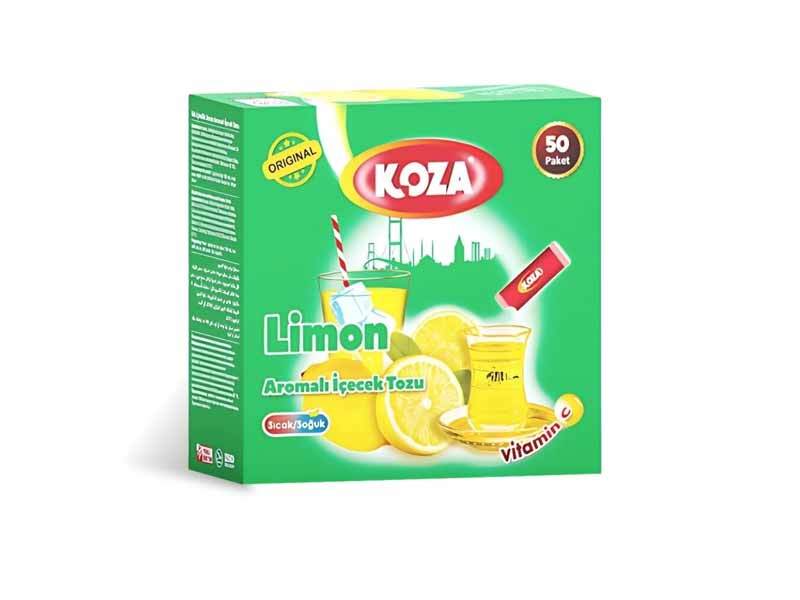 KOZA Lemon Instant Drink Powder Sticks (50 x 1.5 g) for Hot or Cold Drinks | Turkish Style Lemon Tea