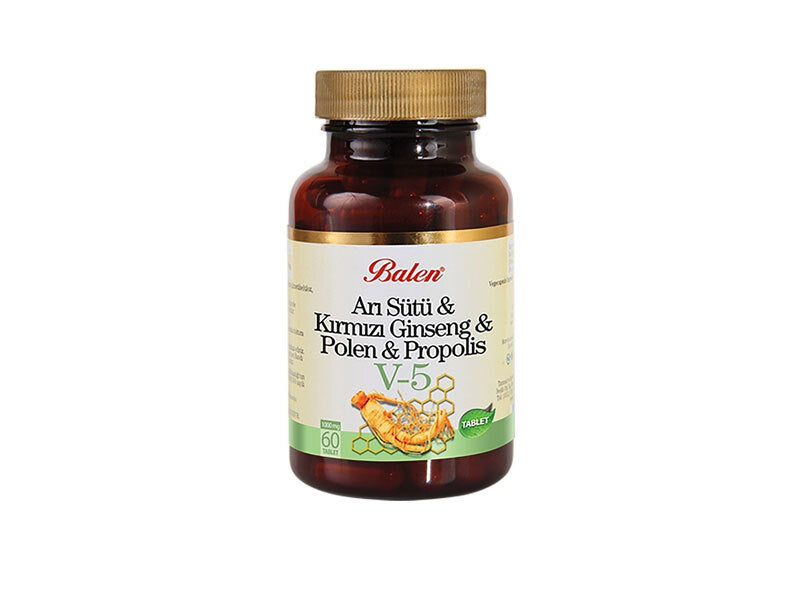 بالين V5 أقراص غذاء ملكات النحل مع الجينسنغ الأحمر وحبوب اللقاح والبروبوليس 60 قرص 1000 ملغ