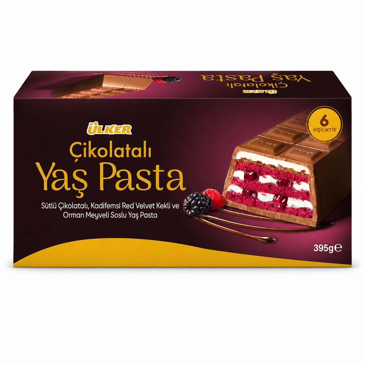 Ülker Chocolate Velvet Cake with Milk Cream & Berry Sauce - 395 g, Serves 6