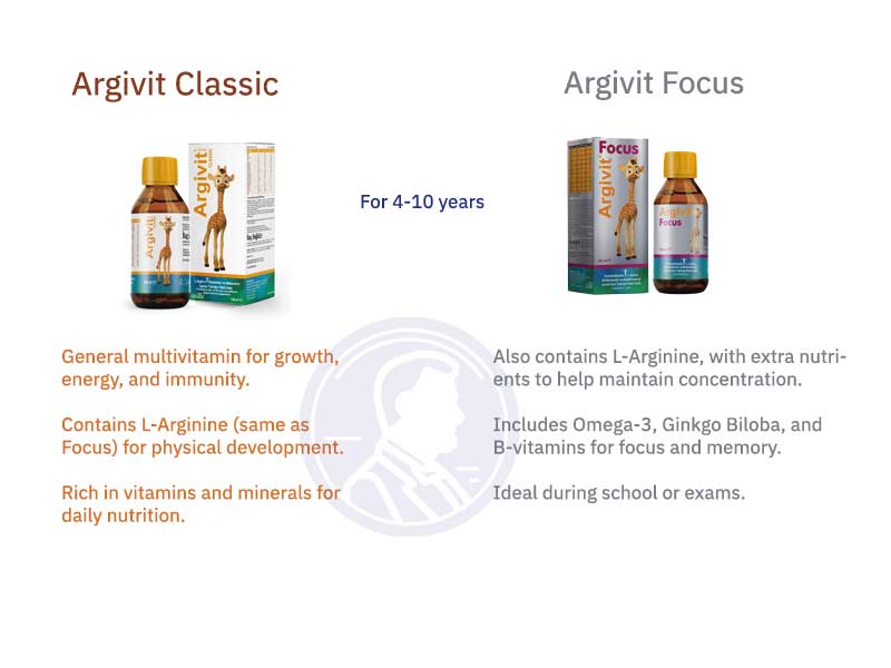 أرجيفيت فوكس شراب للأطفال بالأرجينين وفوسفاتيديل سيرين 150 مل × 2 (4–10 سنوات) – نكهة البرتقال والفانيليا