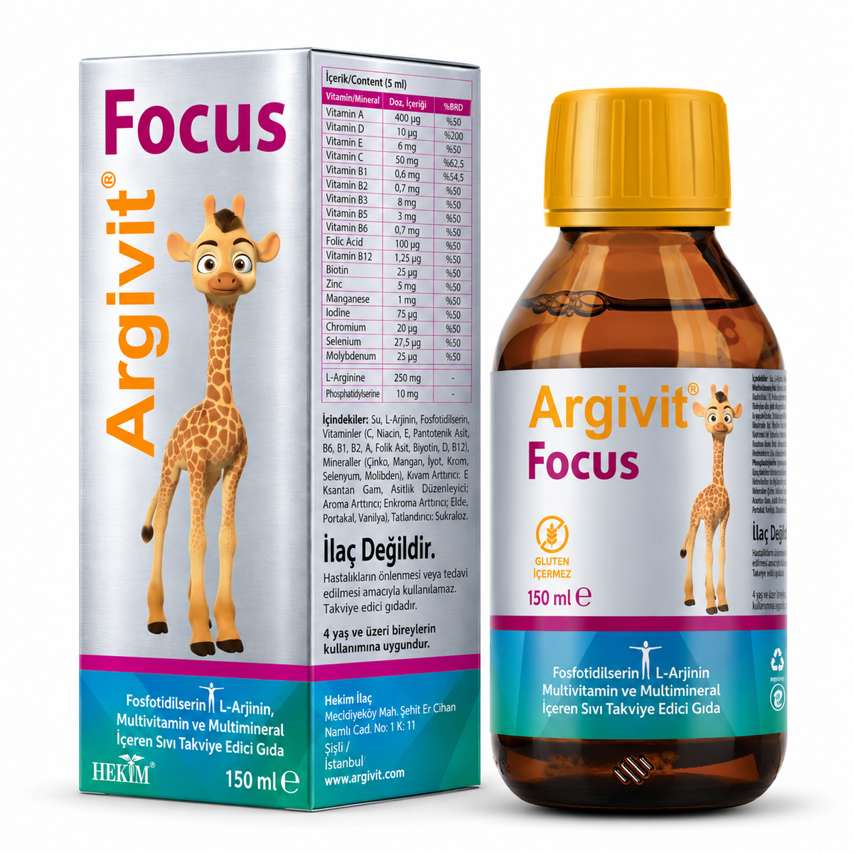 Argivit Focus مكمل سائل متعدد الفيتامينات والمعادن - 150 مل