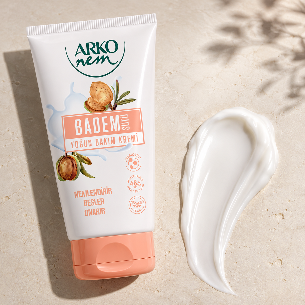 Arko Nem Prebiotic Almond Milk Moisturizing Hand & Body Cream - 60 ml