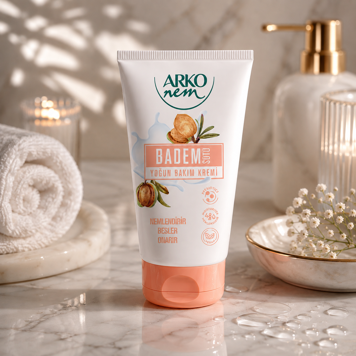 Arko Nem Prebiotic Almond Milk Moisturizing Hand & Body Cream - 60 ml