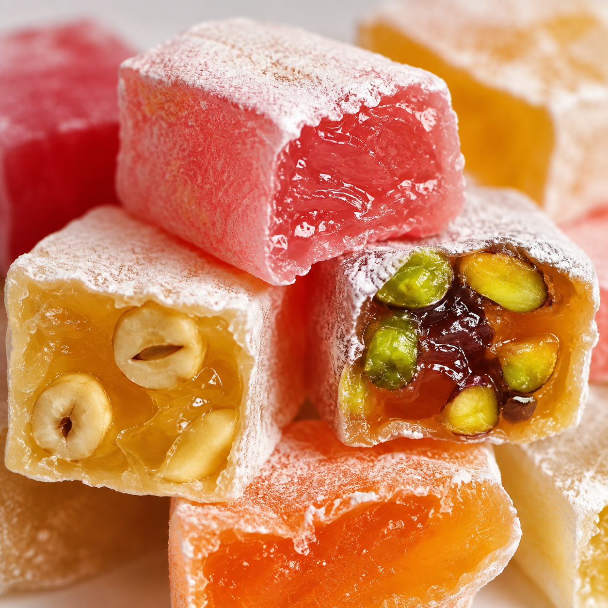 Assorted Turkish Delight Lokum - Pistachio, Rose, Lemon & Orange - 1kg