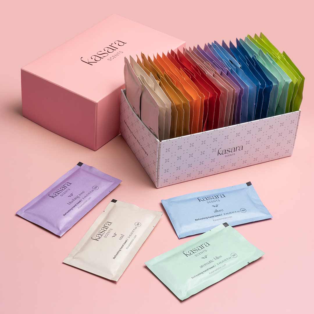 Kasara Luxury Collection Scented Wipes 10 Premium Fragrances - 60 Pieces