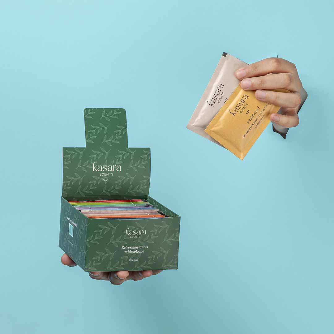 Kasara Mixed Scented Hand Wipes Box 10 Scents - 25 Sachets