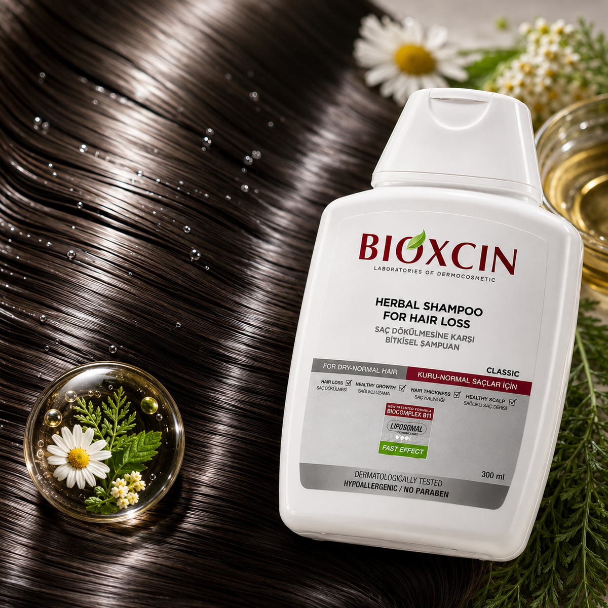 Bioxcin Classic Anti-Hair Loss Shampoo for Dry & Normal Hair - 3 x 300 ml - Buy 2 Get 1 Free