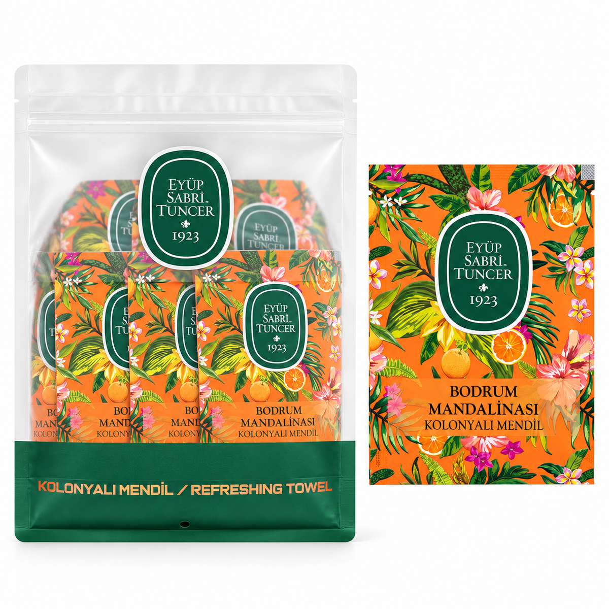 Eyüp Sabri Tuncer Bodrum Tangerine Cologne Wipes 28 × 24 cm - 50 Pieces