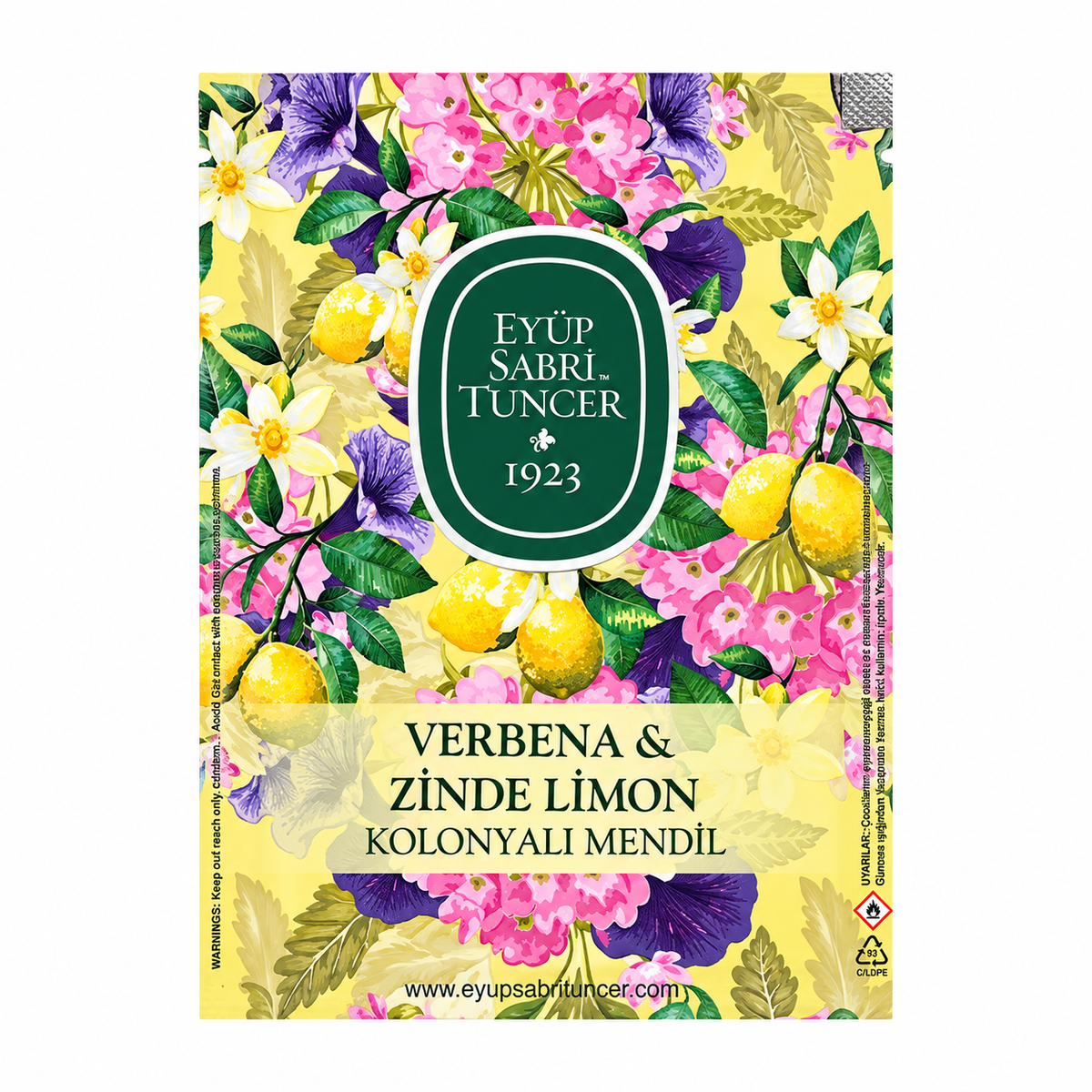 Eyüp Sabri Tuncer Verbena & Lemon Cologne Wipes 28 × 24 cm - 50 Pieces