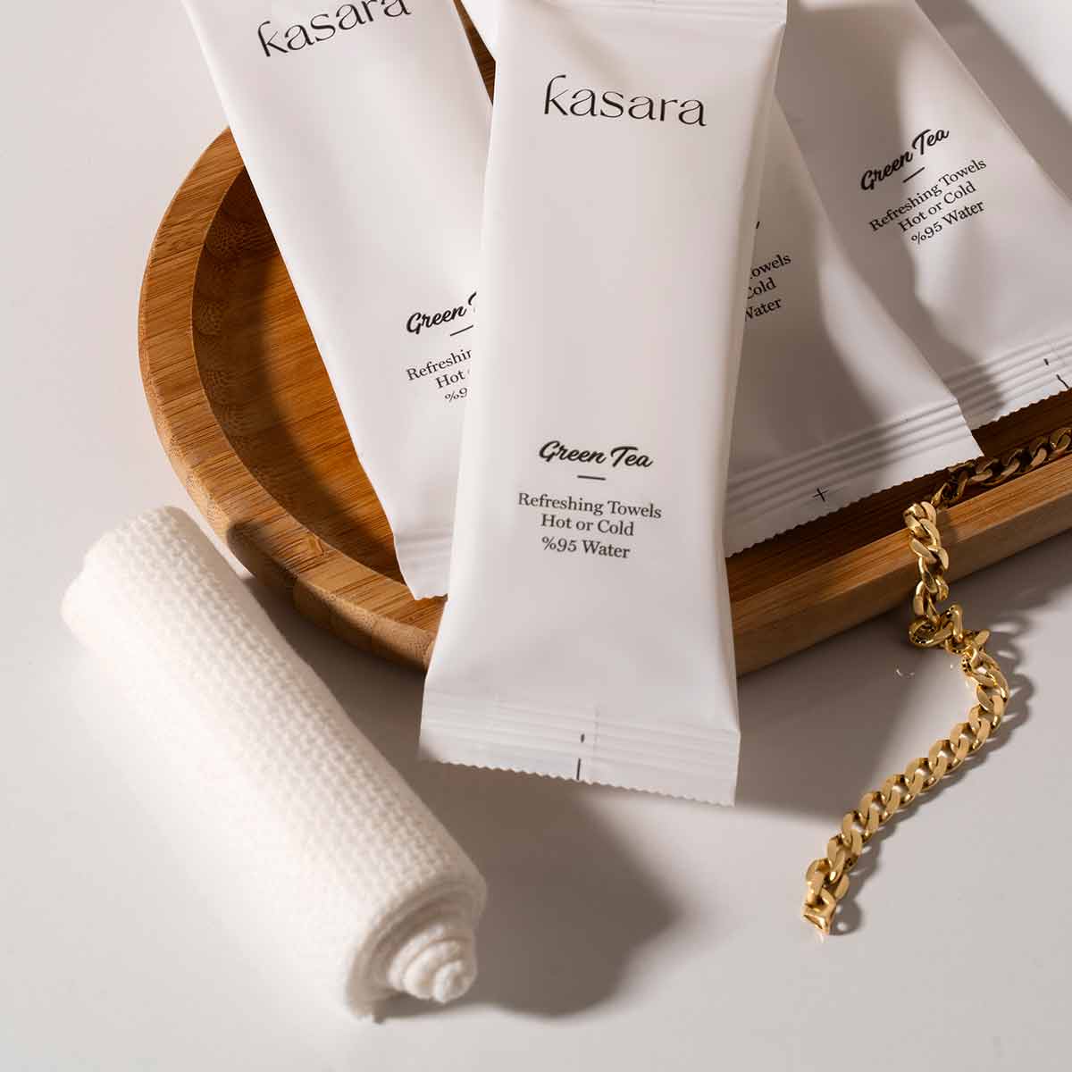 منشفة كسارا Kasara الساخنة والباردة بالشاي الأخضر - 95% ماء منقّى