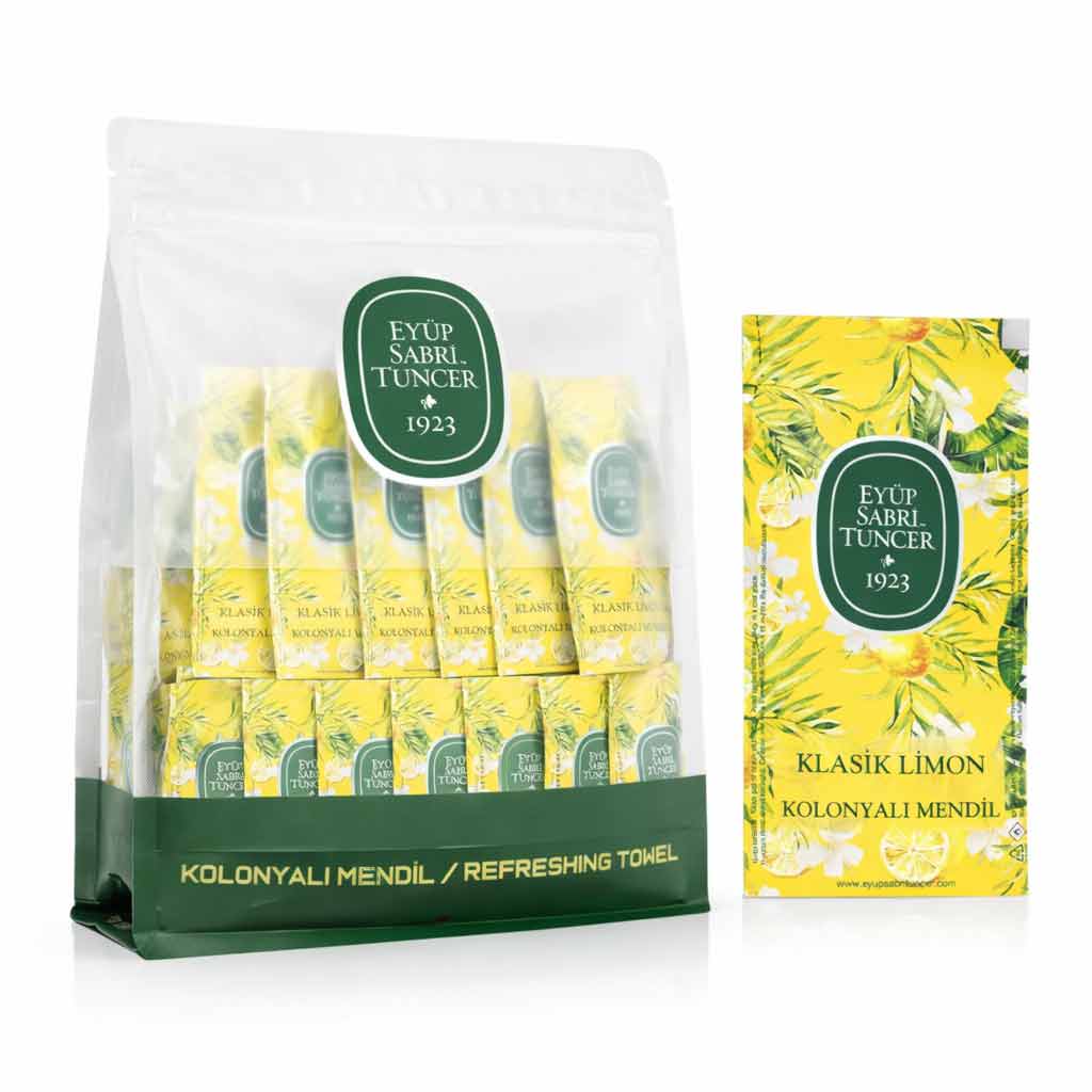 Eyup Sabri Tuncer Classic Lemon Wipes 65% Alcohol Small Size - 150 Pieces