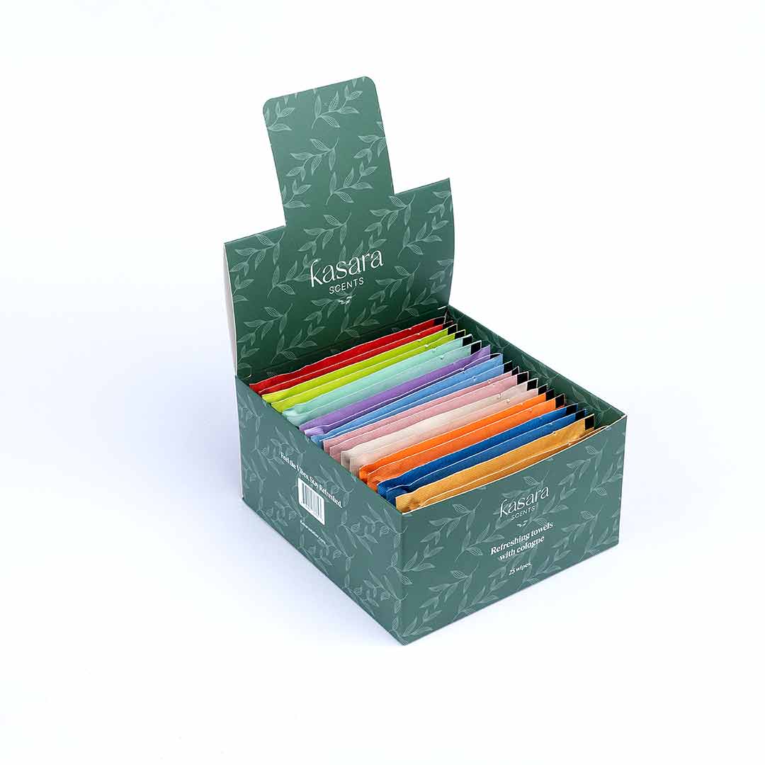 Kasara Mixed Scented Hand Wipes Box 10 Scents - 25 Sachets