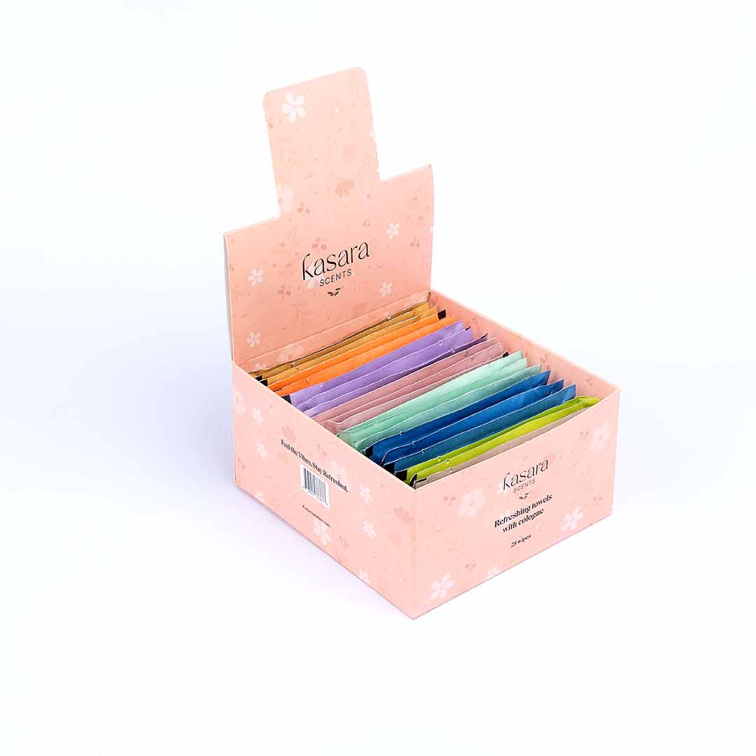 Kasara Mixed Scented Hand Wipes Box 10 Scents - 25 Sachets