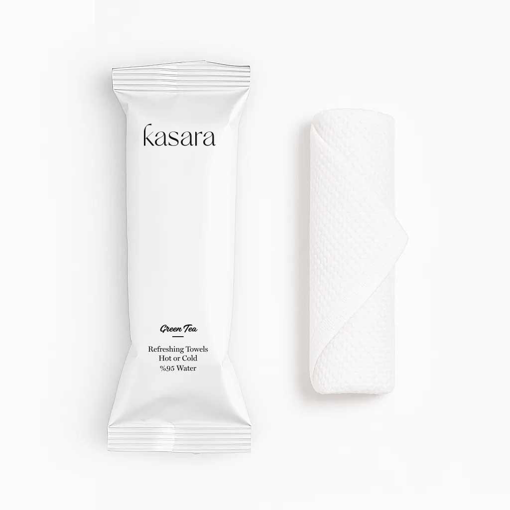 منشفة كسارا Kasara الساخنة والباردة بالشاي الأخضر - 95% ماء منقّى
