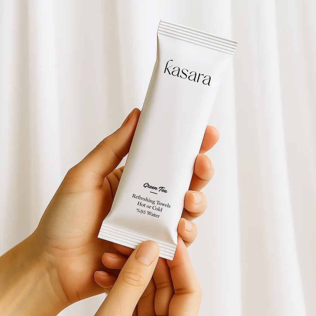 منشفة كسارا Kasara الساخنة والباردة بالشاي الأخضر - 95% ماء منقّى