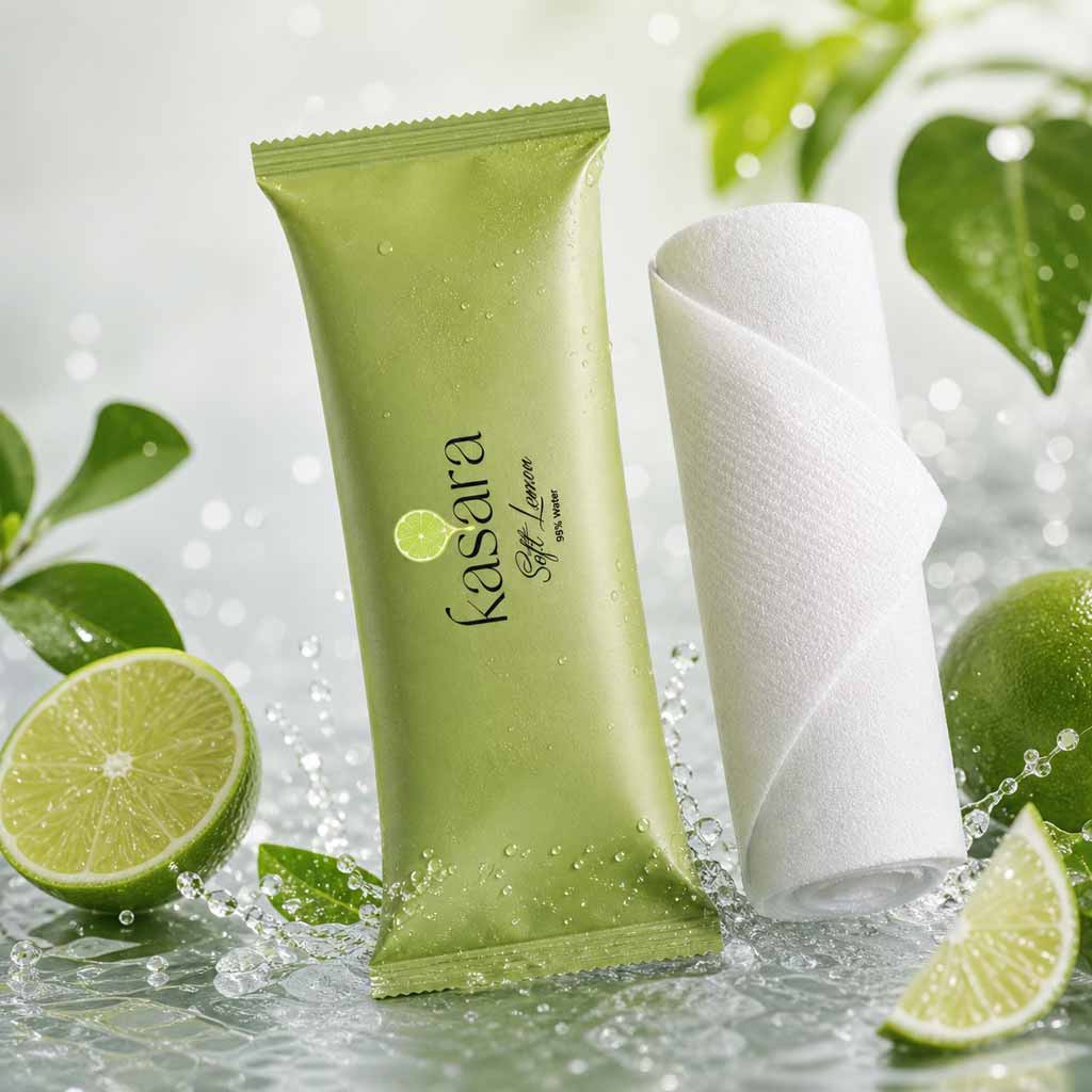 Kasara Soft Lime Hot & Cold Scented Wet Towel - 95% Purified Water