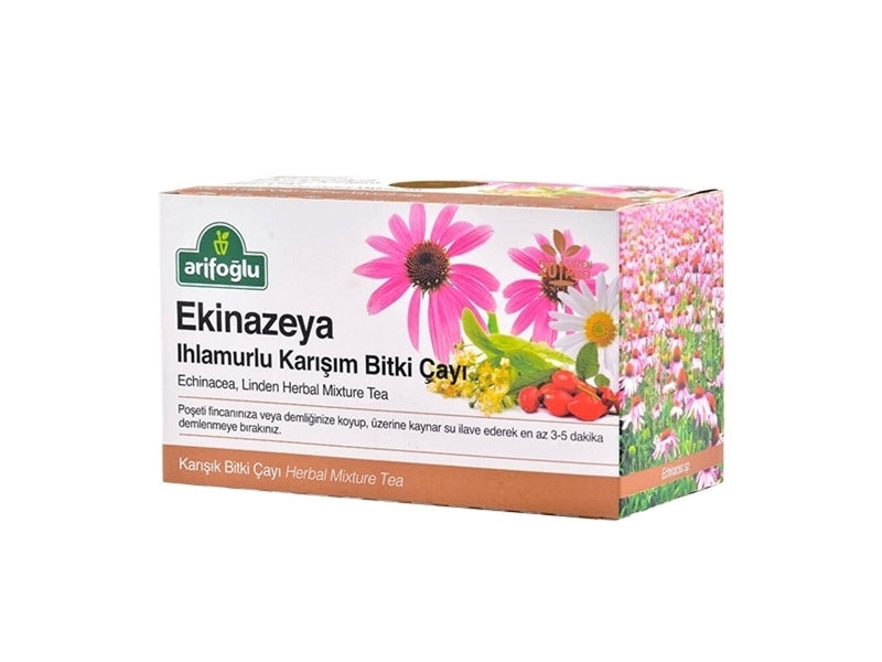 شاي أعشاب بقنفذية أرجوانية (إشنسا) والزيزفون — 20 كيس × 1.8 جرام لكل كيس