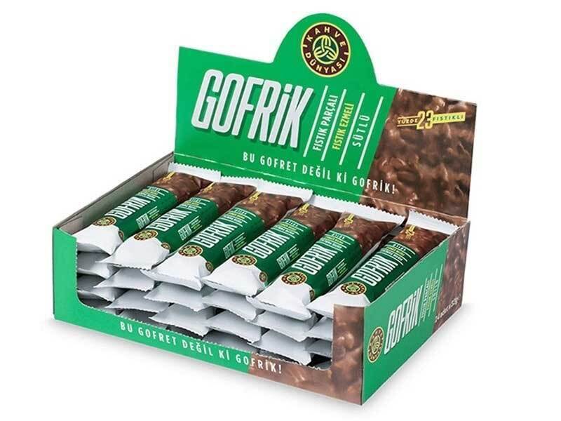 Kahve Dunyasi Gofrik Milk Chocolate Wafer with Pistachio, 33 g (Pack of 24)