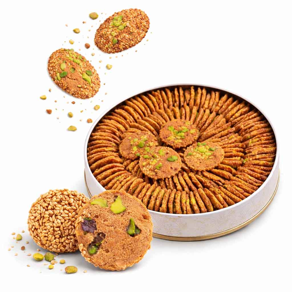 Zaytouna Turkish Barazek Cookies with Sesame and Pistachio