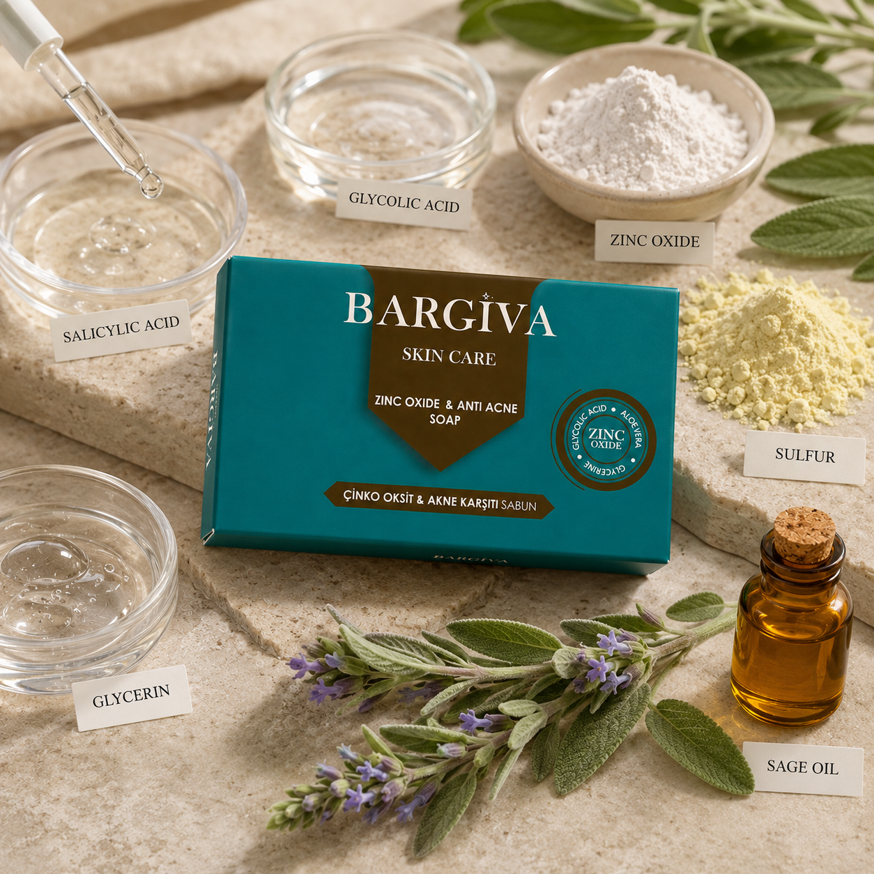 Bargiva Facial Cleansing Soap with Salicylic & Glycolic Acid for Oily Skin - 50 g