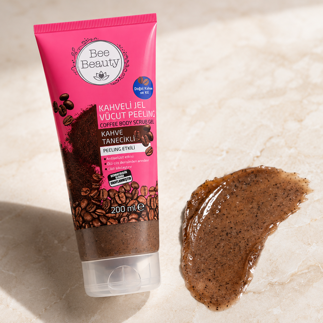 Bee Beauty Coffee Gel Body Scrub with Clay & Sea Salt - 200 ml