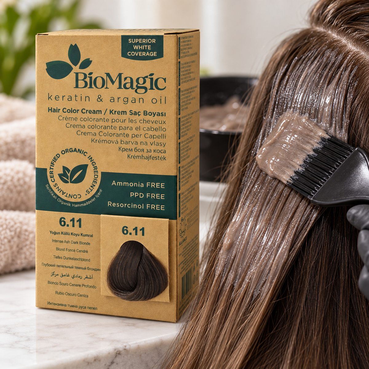 BioMagic Intensive Dark Blonde 6.11 Hair Color Kit - 60 ml + 90 ml Developer