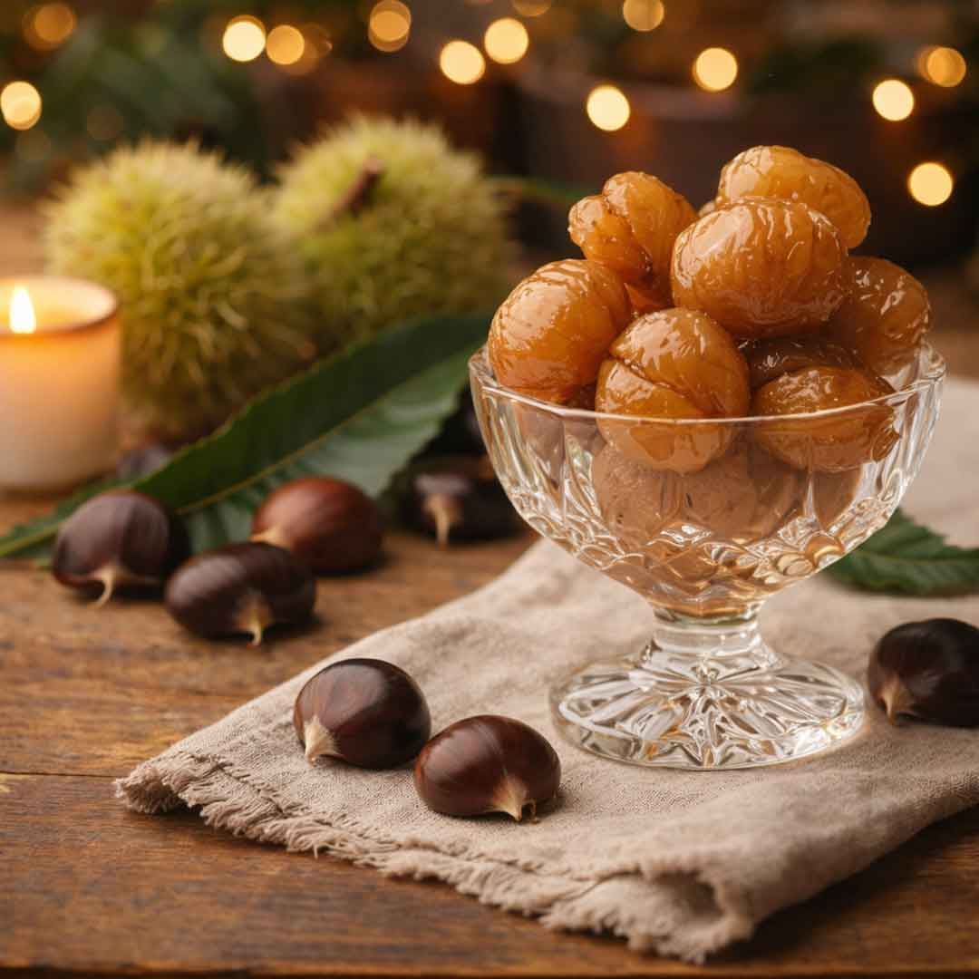 Marron Glacé Candied Chestnuts in Syrup – Premium Chestnut Dessert Tin