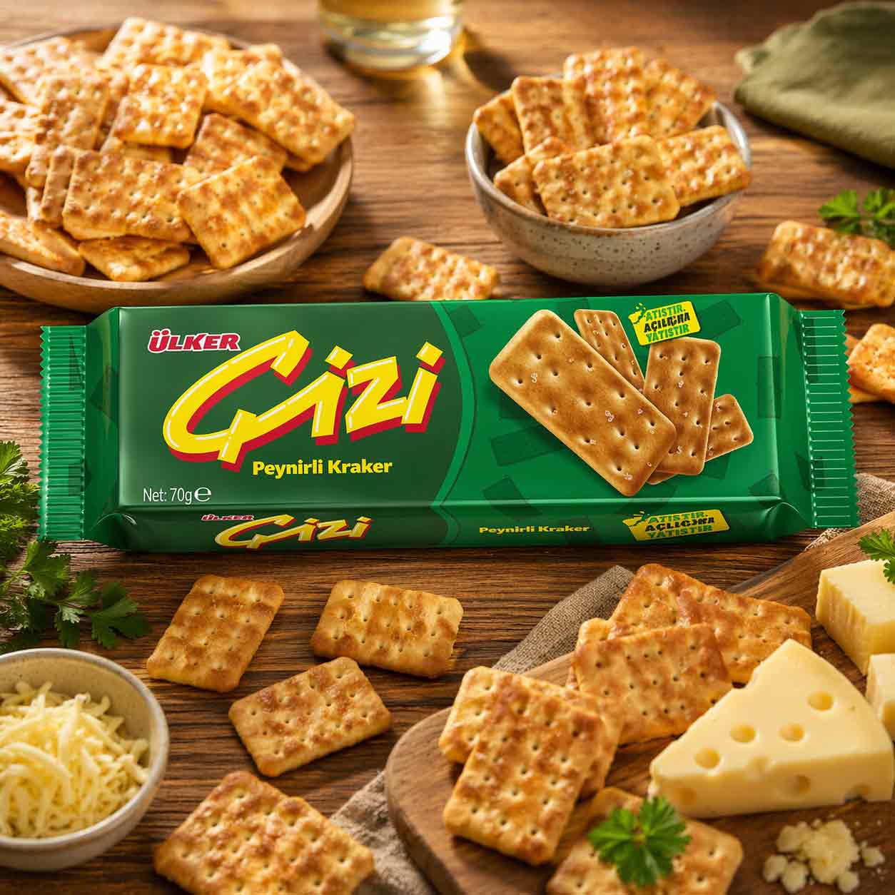 بسكويت كراكرز بالجبن المقرمش من أولكر Cizi 70 جم × 24 عبوة