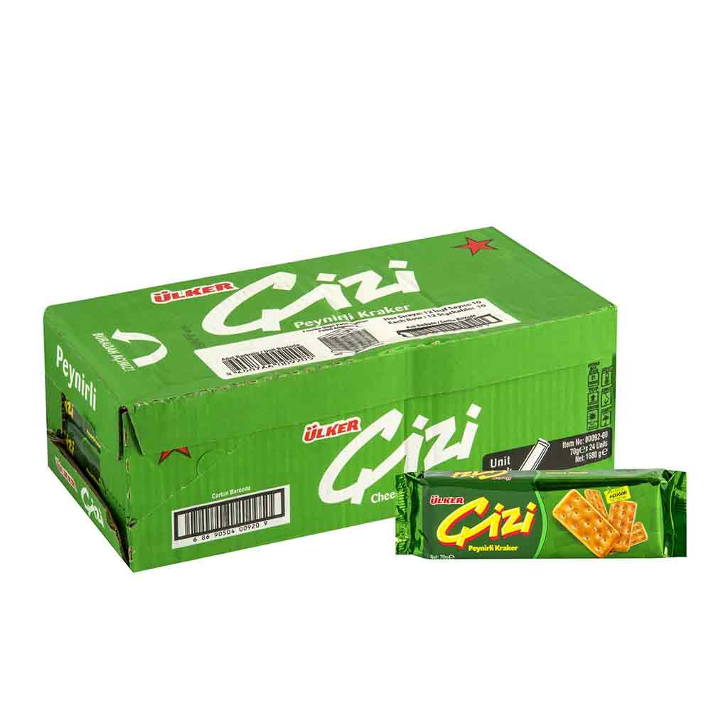 بسكويت كراكرز بالجبن المقرمش من أولكر Cizi 70 جم × 24 عبوة