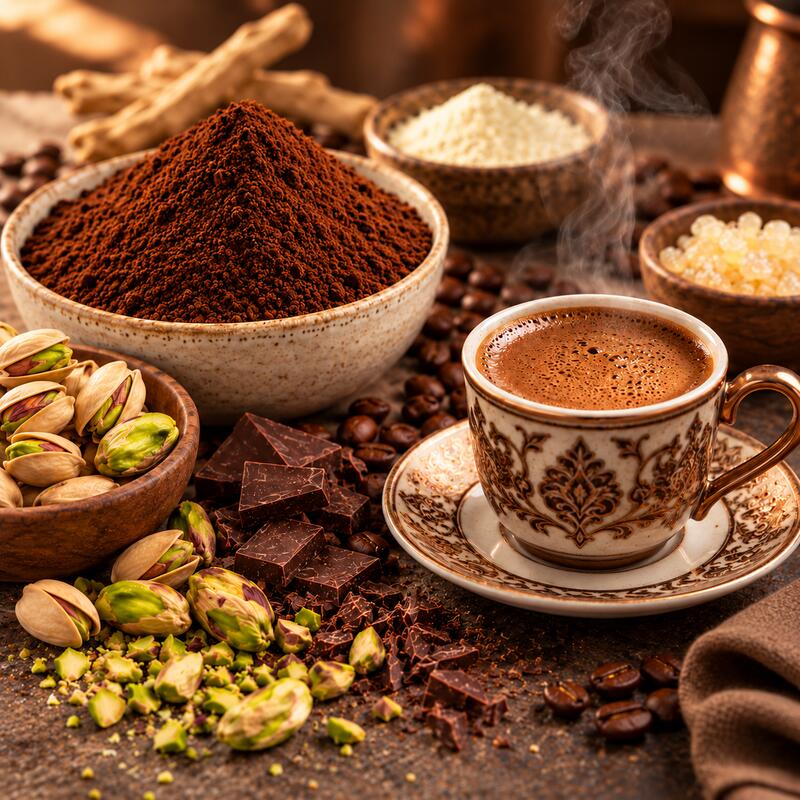 Dibek Coffee with Pistachio – Stone-Ground Turkish Coffee Blend