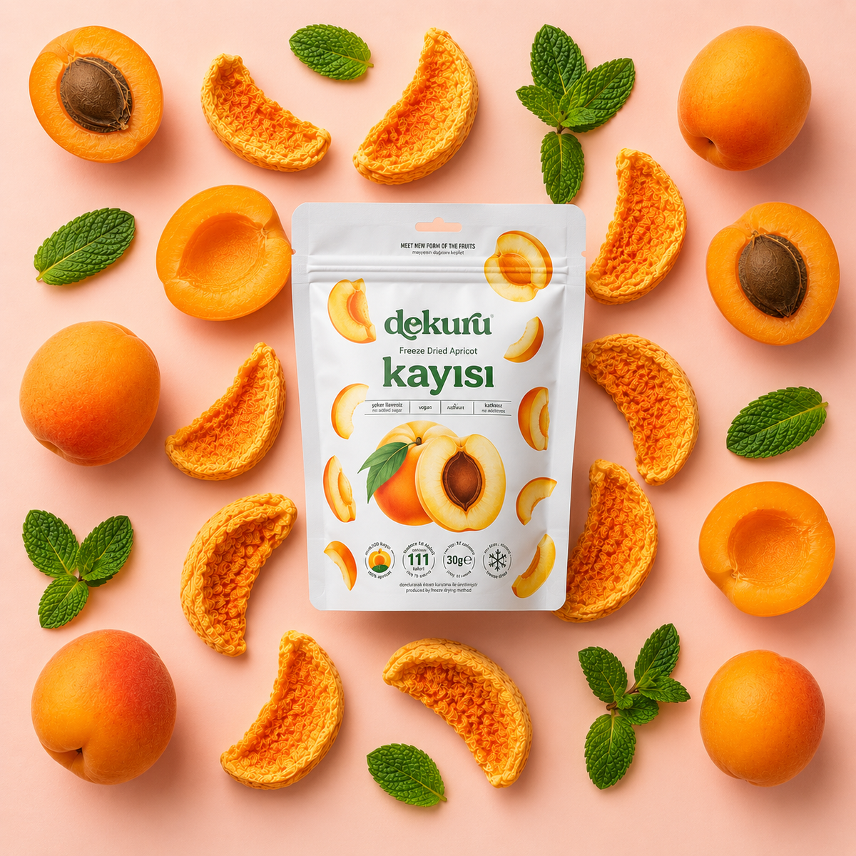 Dokuru Freeze-Dried Apricot Chips - No Added Sugar - 30 g