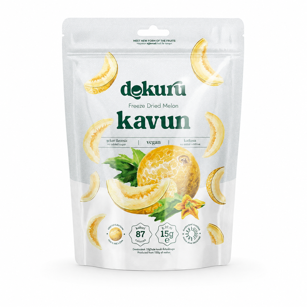 Dokuru Freeze-Dried Melon Chips, 100% Melon, No Added Sugar, 15g - Made in Turkey
