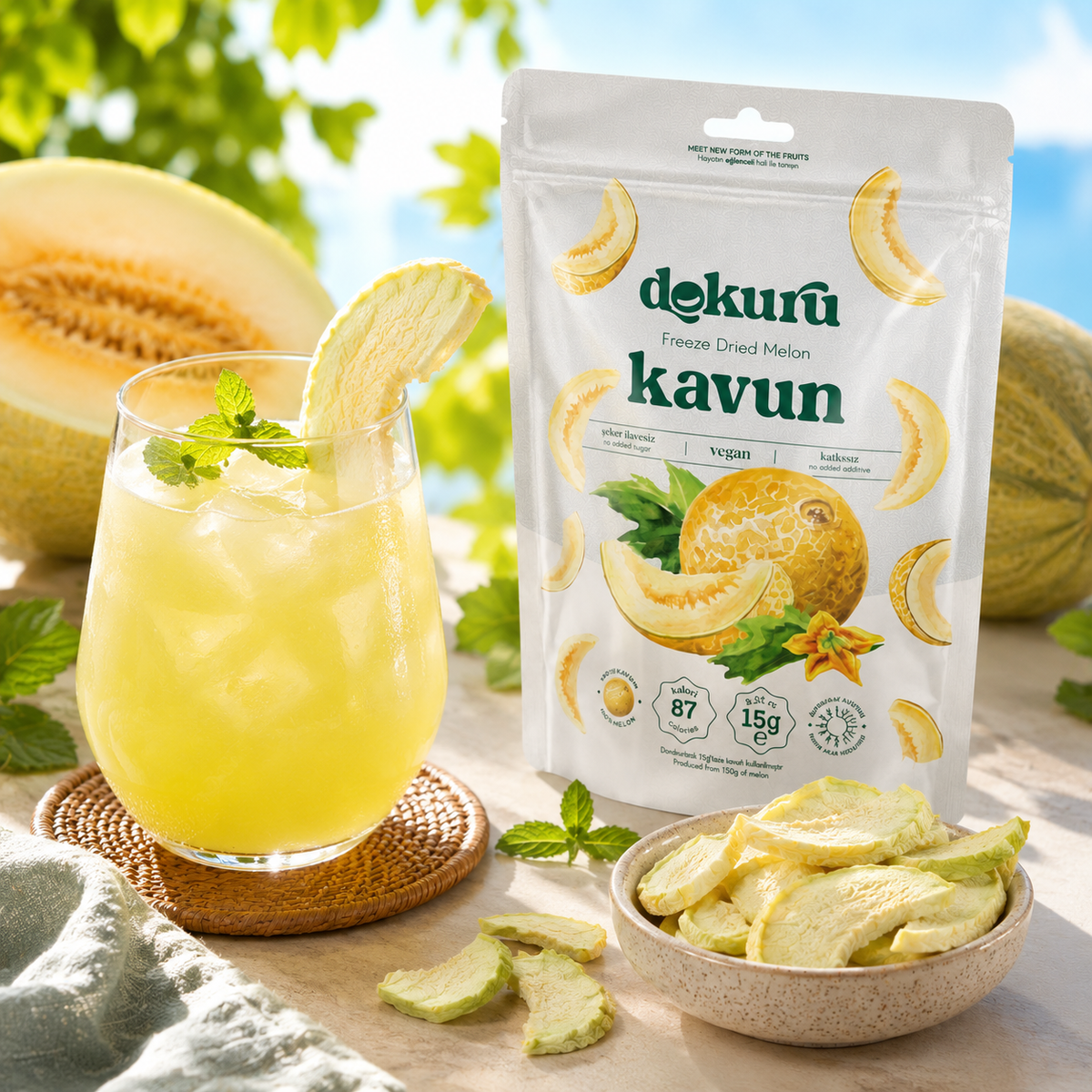 Dokuru Freeze-Dried Melon Chips, 100% Melon, No Added Sugar, 15g - Made in Turkey