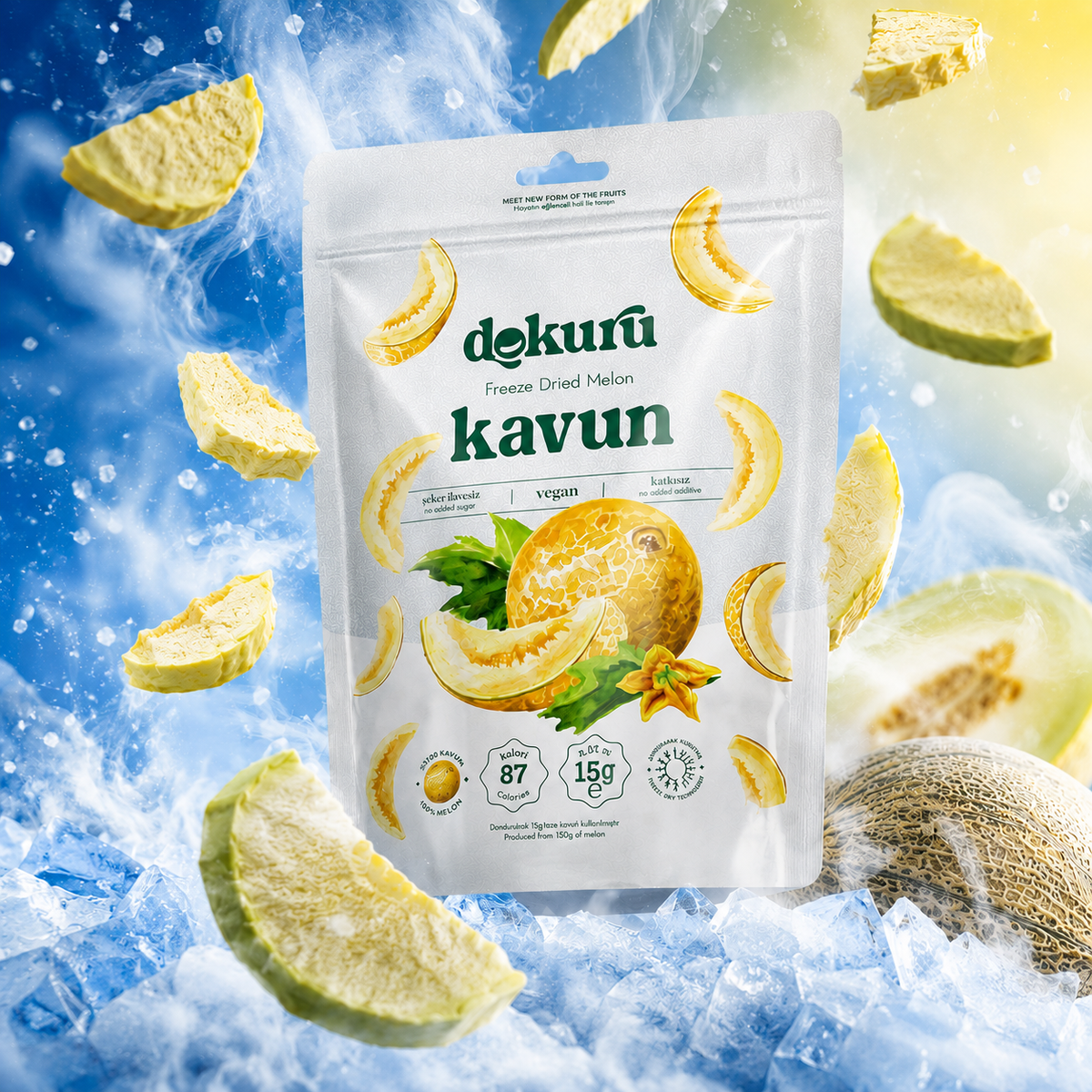 Dokuru Freeze-Dried Melon Chips, 100% Melon, No Added Sugar, 15g - Made in Turkey