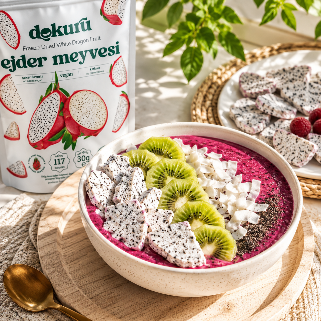 Dokuru Freeze-Dried White Dragon Fruit Chips, No Added Sugar, 30g - Made in Turkey