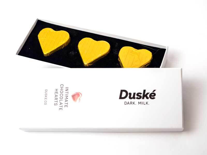 Duske Intimate Chocolate – Premium Sex Heart-Shaped Dark & Milk Duo (3 Pieces Box)