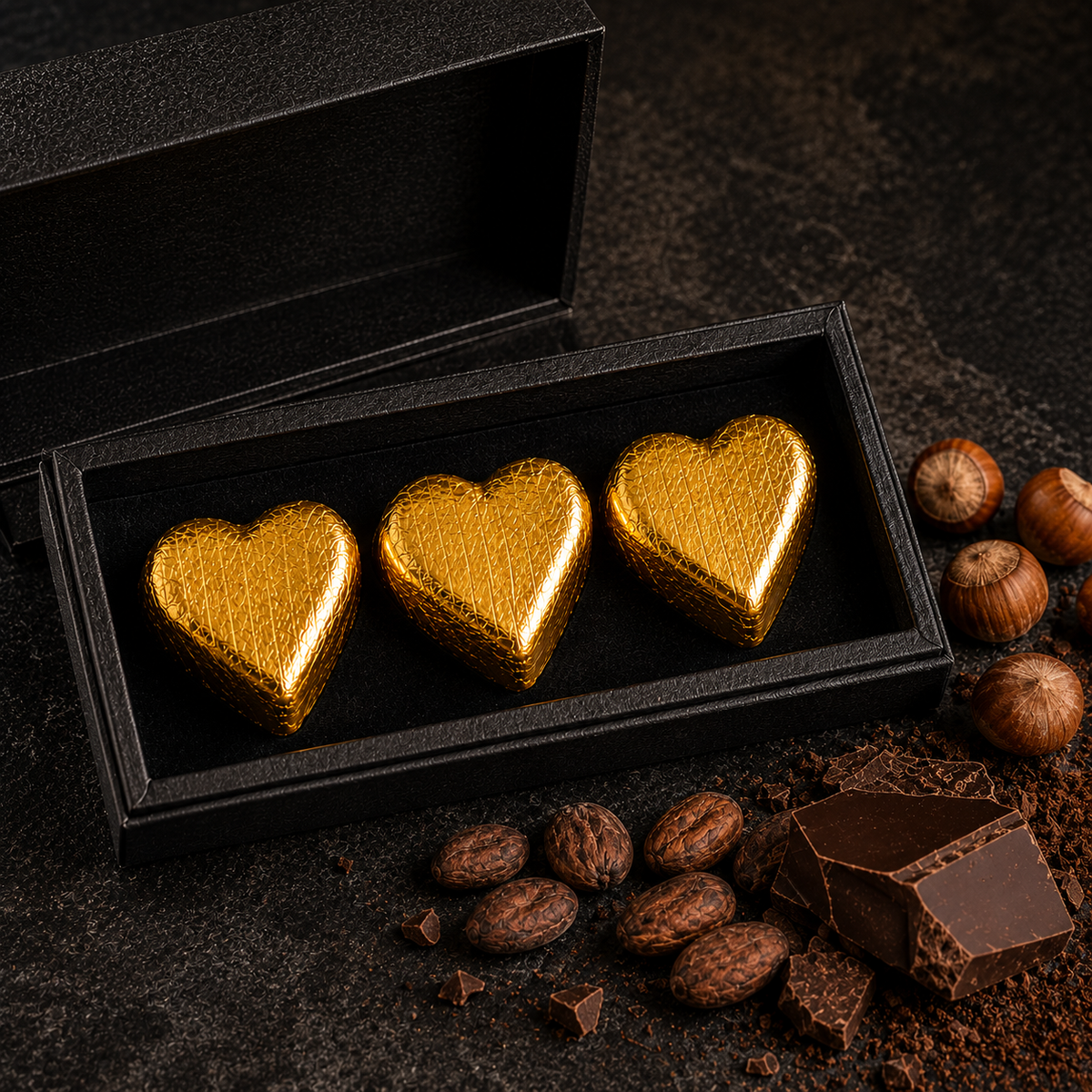 Duske Premium Heart-Shaped Dark & Milk Chocolate Assortment - 3 Pieces - 45g