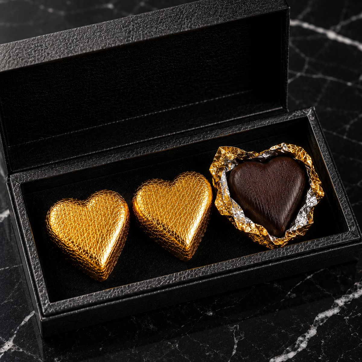 Duske Premium Heart-Shaped Dark & Milk Chocolate Assortment - 3 Pieces - 45g