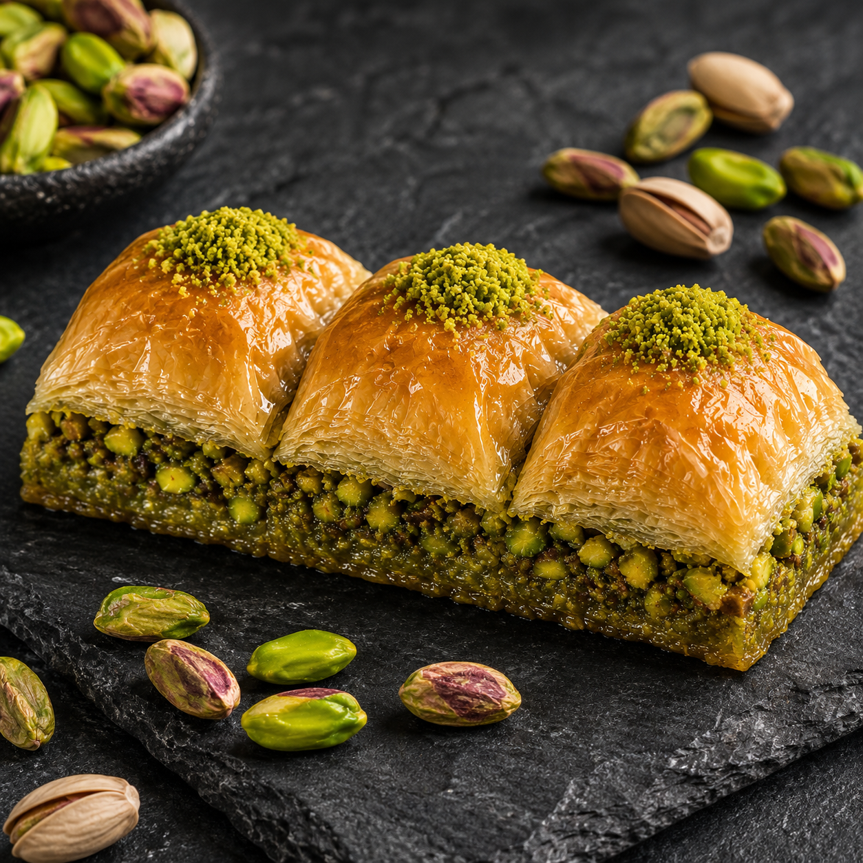 Gaziantep Style Pistachio Square Baklava with Phyllo Pastry - 1kg