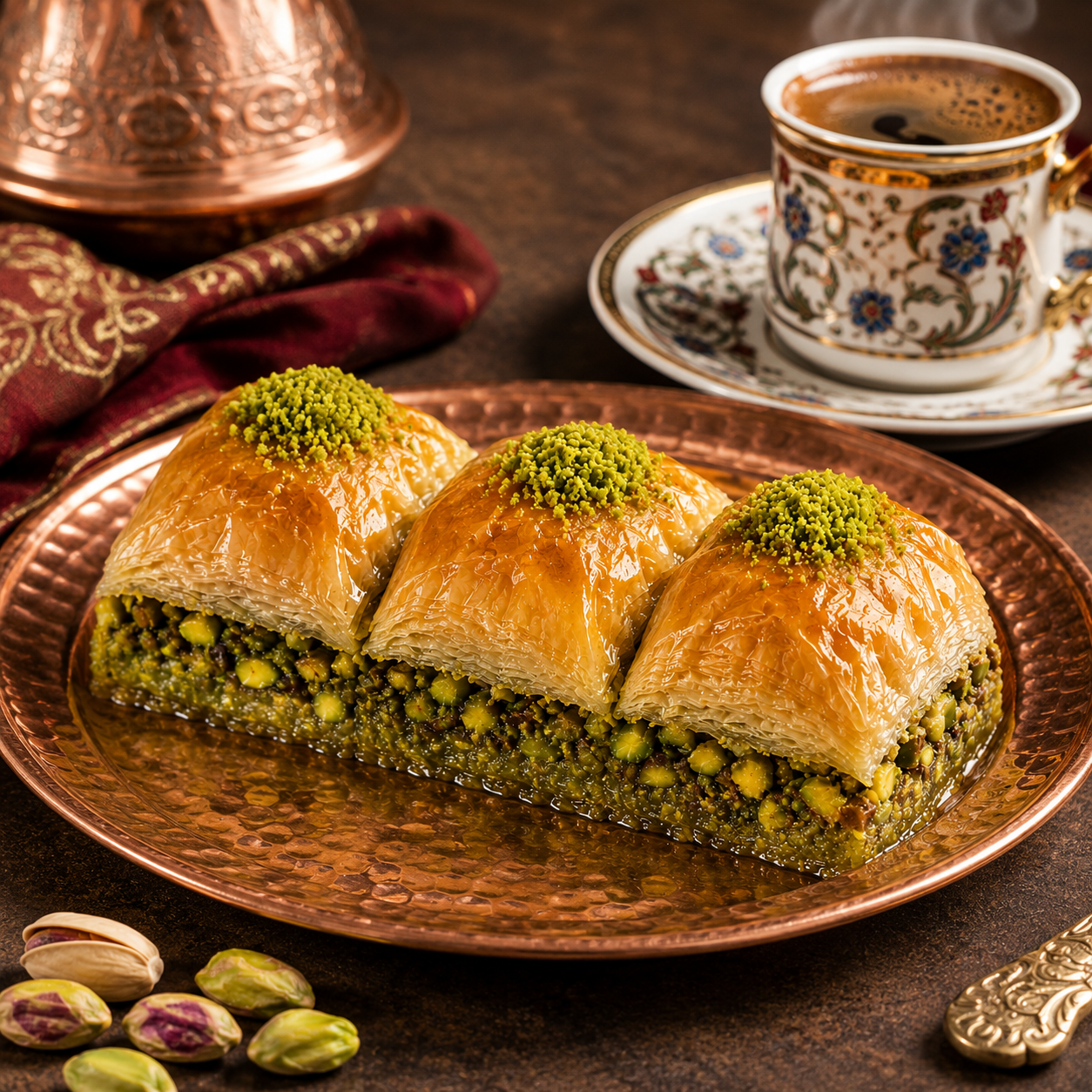 Gaziantep Style Pistachio Square Baklava with Phyllo Pastry - 1kg