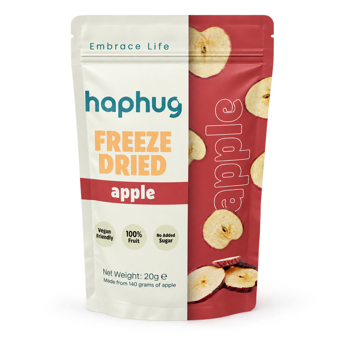 Haphug Freeze-Dried Apple Chips, 100% Apple, No Added Sugar, 20g - Made in Turkey