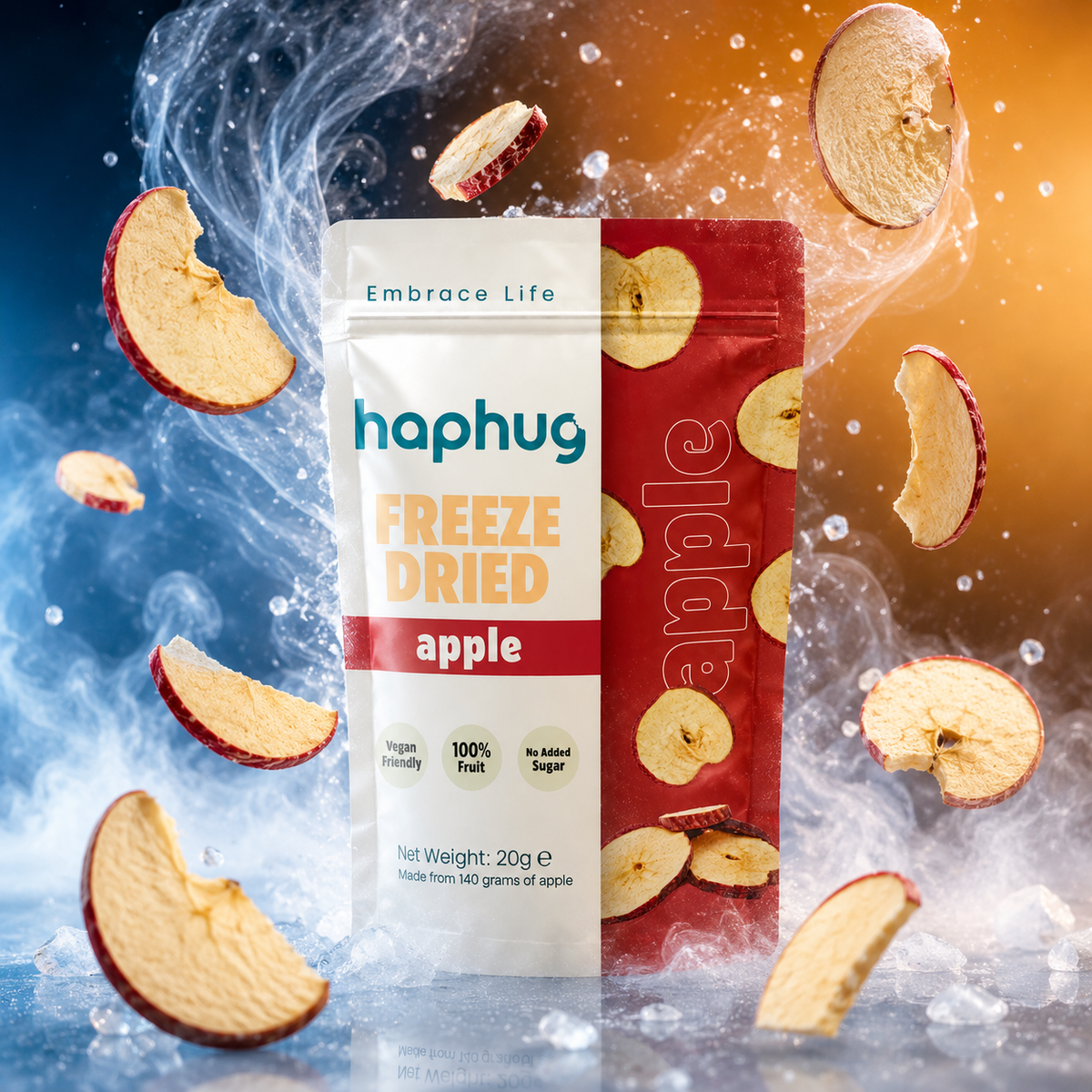 Haphug Freeze-Dried Apple Chips, 100% Apple, No Added Sugar, 20g - Made in Turkey