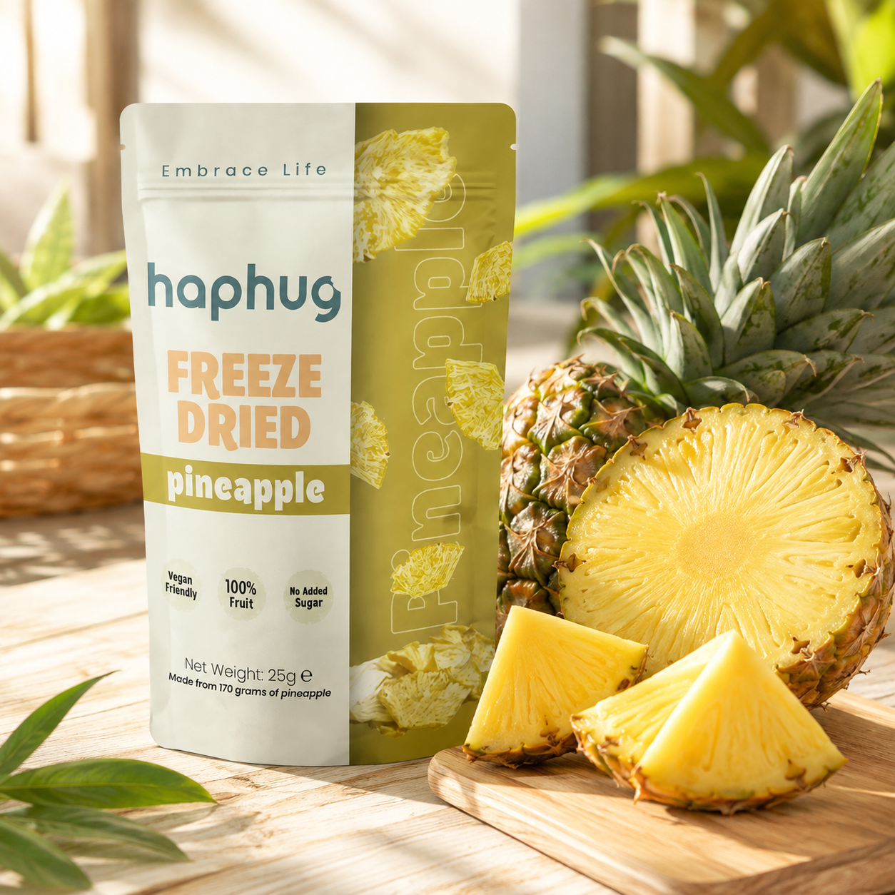 Haphug Freeze-Dried Pineapple Chips - No Added Sugar, No Preservatives - 25g