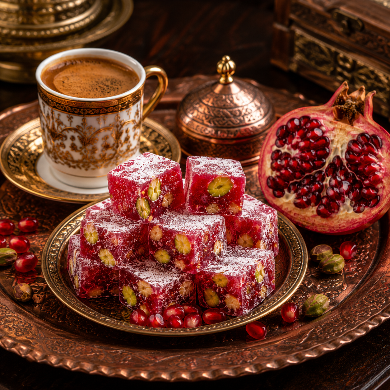 كاراكوي غولوغلو راحة الحلقوم بالرمان والفستق - 1 كجم