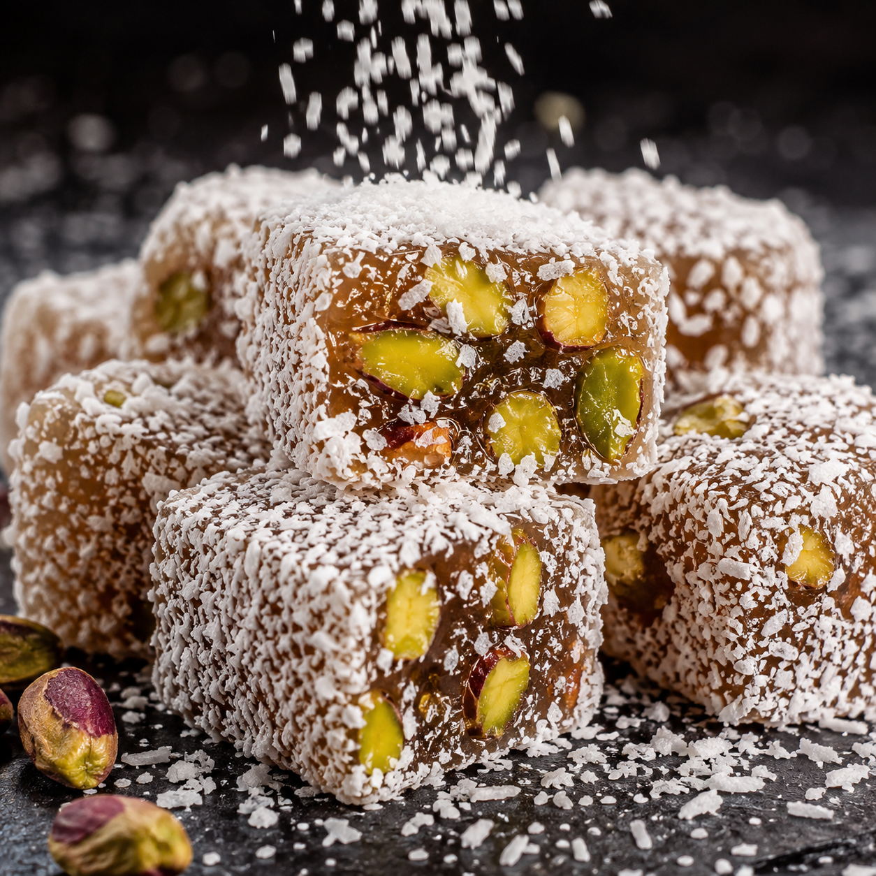 Lokum Atolyesi Coconut Turkish Delight with Double Roasted Pistachio - 150g