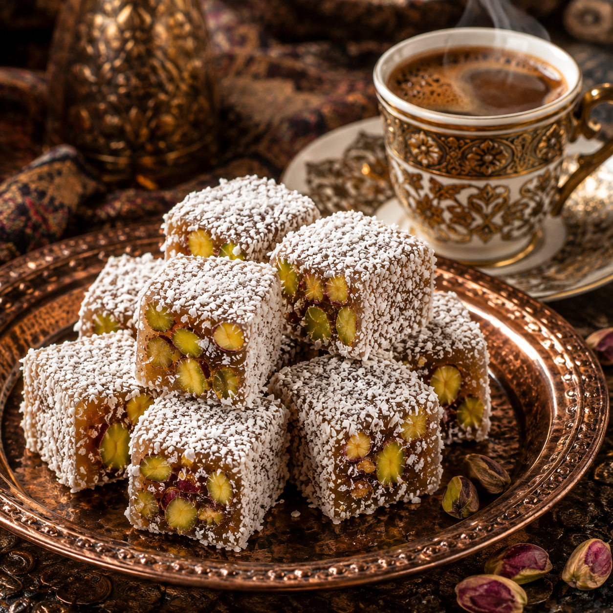 Lokum Atolyesi Coconut Turkish Delight with Double Roasted Pistachio - 150g
