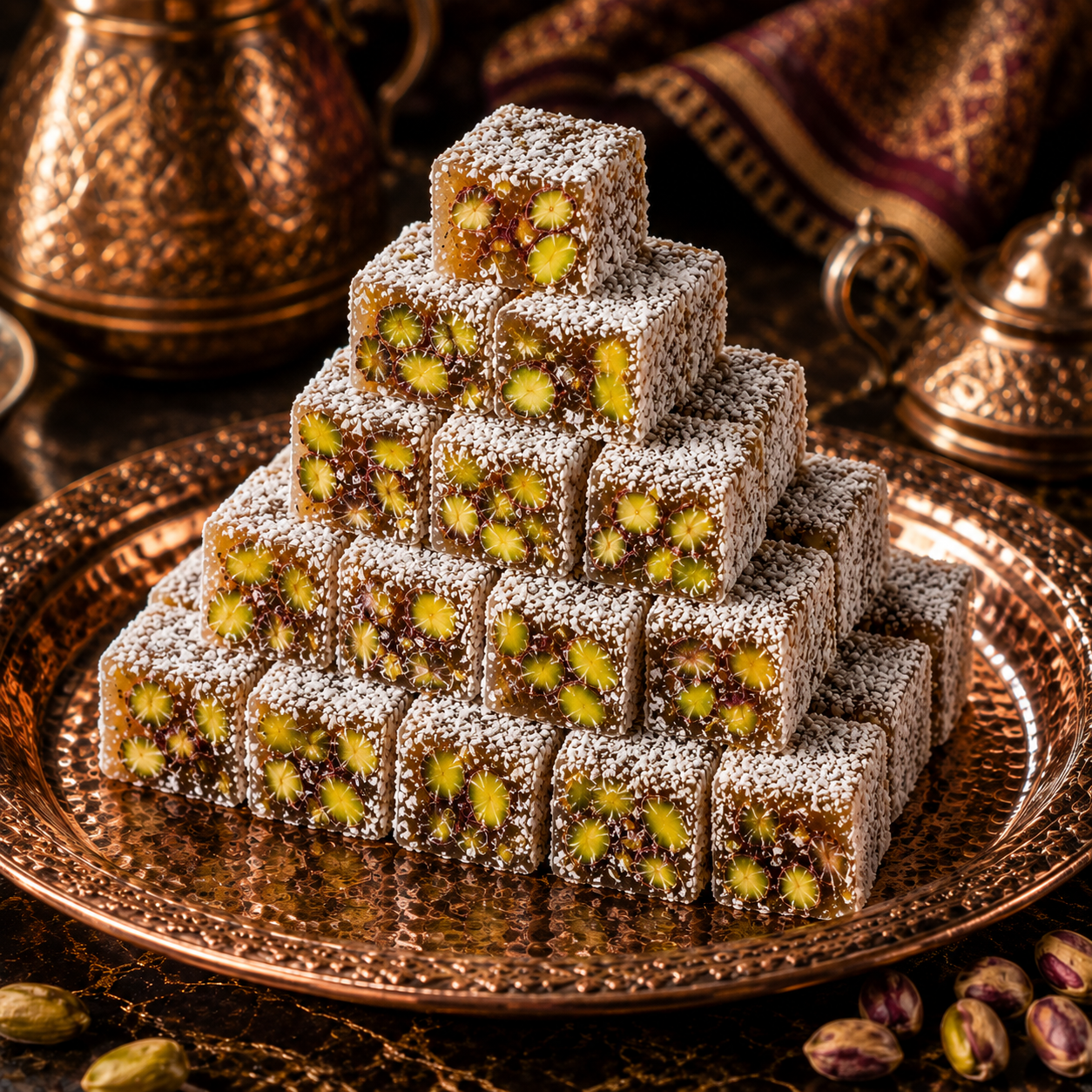 Lokum Atolyesi Coconut Turkish Delight with Double Roasted Pistachio - 150g