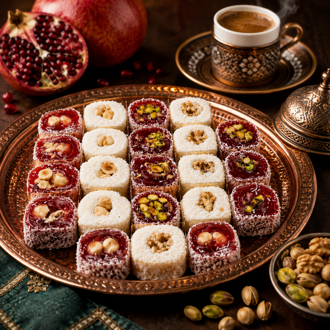 Lokum Atolyesi Pomegranate Turkish Delight with Mixed Nuts - 850g